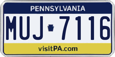 PA license plate MUJ7116