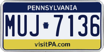 PA license plate MUJ7136