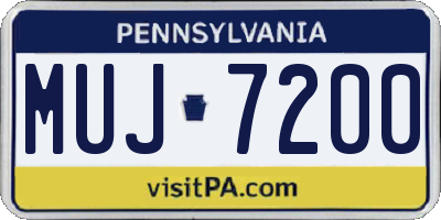 PA license plate MUJ7200