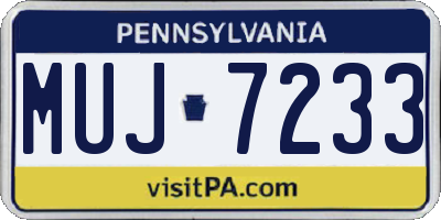PA license plate MUJ7233