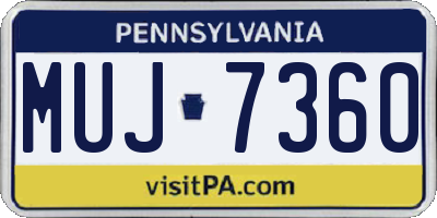 PA license plate MUJ7360