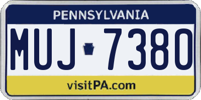 PA license plate MUJ7380