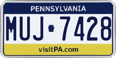 PA license plate MUJ7428