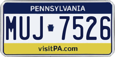 PA license plate MUJ7526