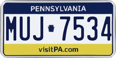 PA license plate MUJ7534