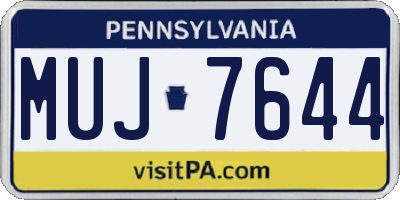 PA license plate MUJ7644