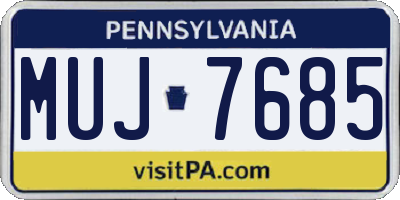 PA license plate MUJ7685