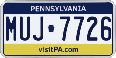 PA license plate MUJ7726