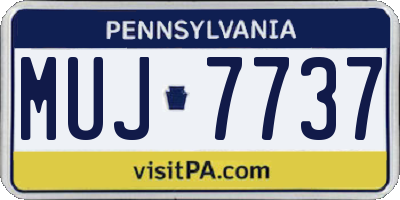 PA license plate MUJ7737
