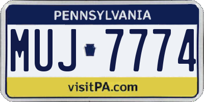 PA license plate MUJ7774