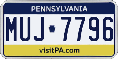 PA license plate MUJ7796