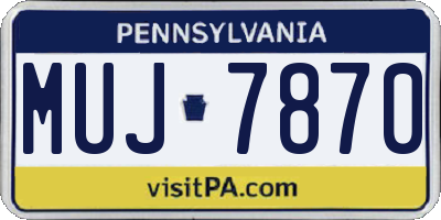 PA license plate MUJ7870