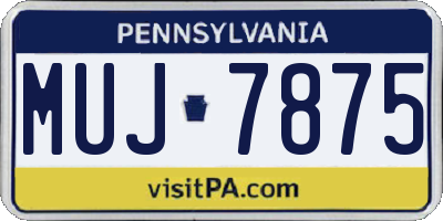 PA license plate MUJ7875