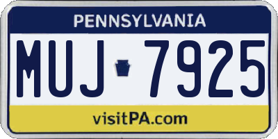 PA license plate MUJ7925