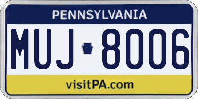 PA license plate MUJ8006