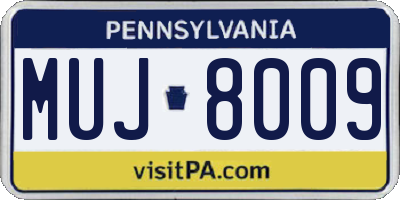 PA license plate MUJ8009