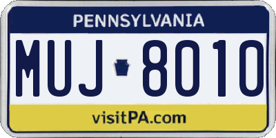 PA license plate MUJ8010
