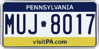 PA license plate MUJ8017
