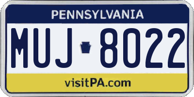 PA license plate MUJ8022