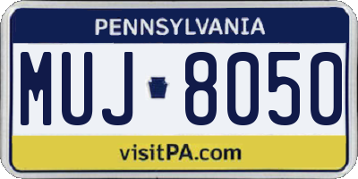 PA license plate MUJ8050