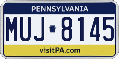 PA license plate MUJ8145
