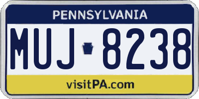 PA license plate MUJ8238