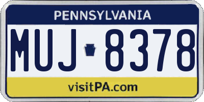 PA license plate MUJ8378