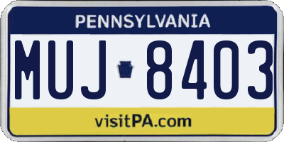 PA license plate MUJ8403