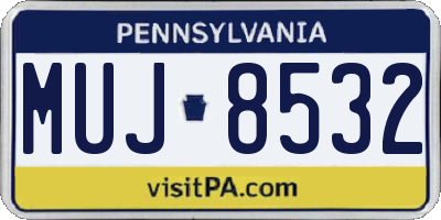 PA license plate MUJ8532