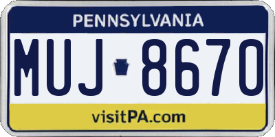 PA license plate MUJ8670