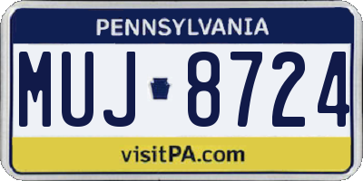 PA license plate MUJ8724