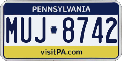 PA license plate MUJ8742