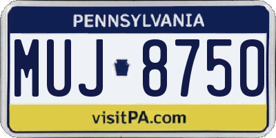 PA license plate MUJ8750
