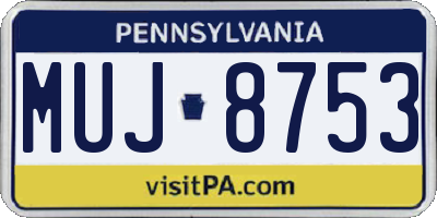 PA license plate MUJ8753