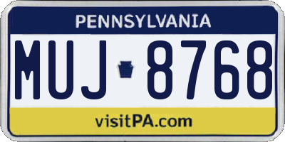 PA license plate MUJ8768