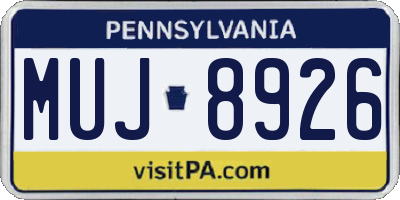 PA license plate MUJ8926