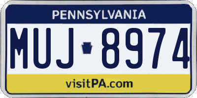 PA license plate MUJ8974