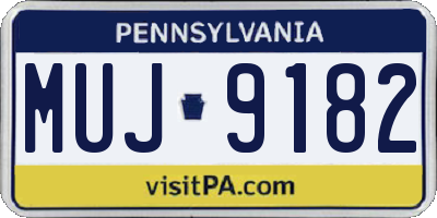 PA license plate MUJ9182