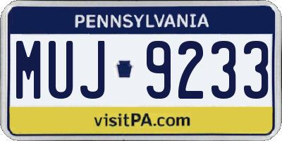PA license plate MUJ9233