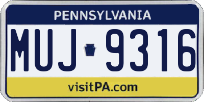 PA license plate MUJ9316