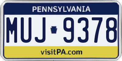 PA license plate MUJ9378