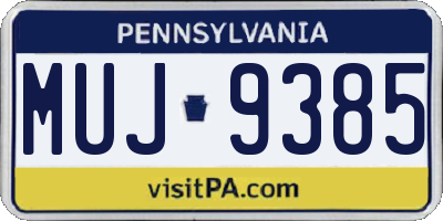 PA license plate MUJ9385
