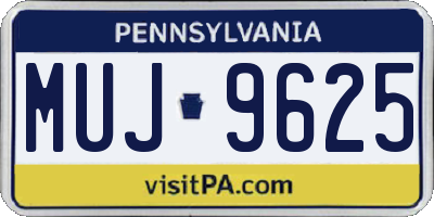 PA license plate MUJ9625