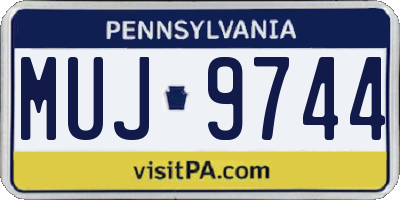 PA license plate MUJ9744