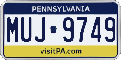PA license plate MUJ9749