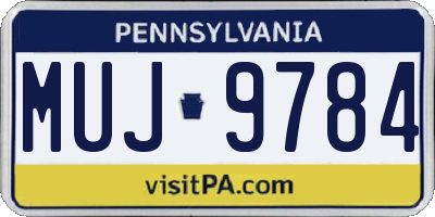 PA license plate MUJ9784