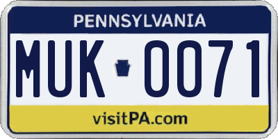 PA license plate MUK0071