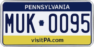 PA license plate MUK0095