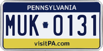 PA license plate MUK0131