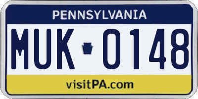 PA license plate MUK0148